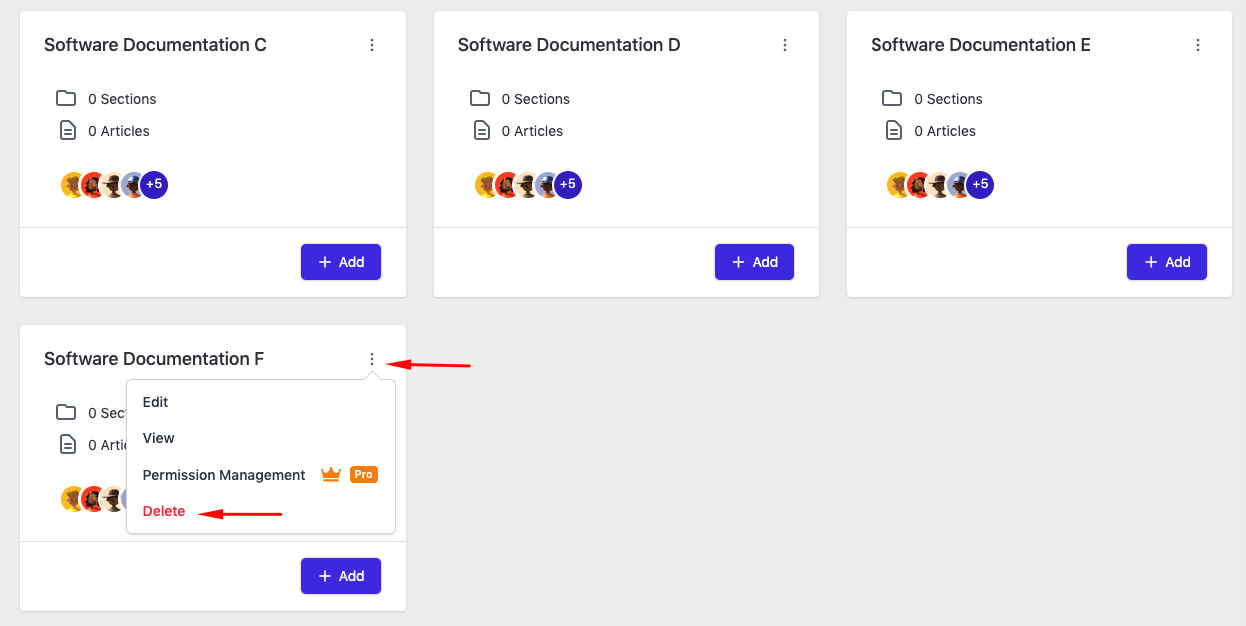 Deleting a documentation in weDocs