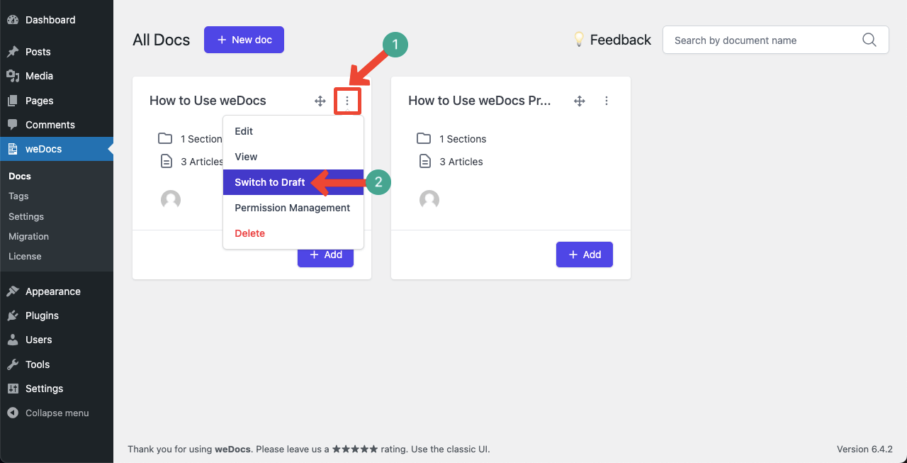 Go To Wedocs Dashboard