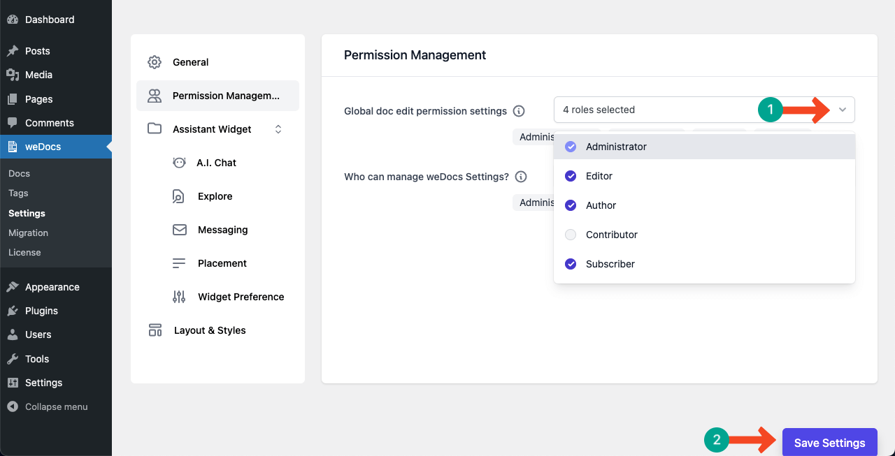 Select Users For The Wedocs Documentation