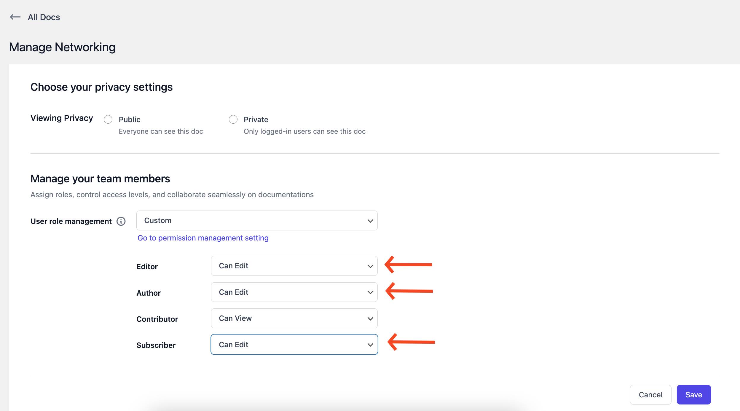 Giving access to the users depending on the custom permission settings